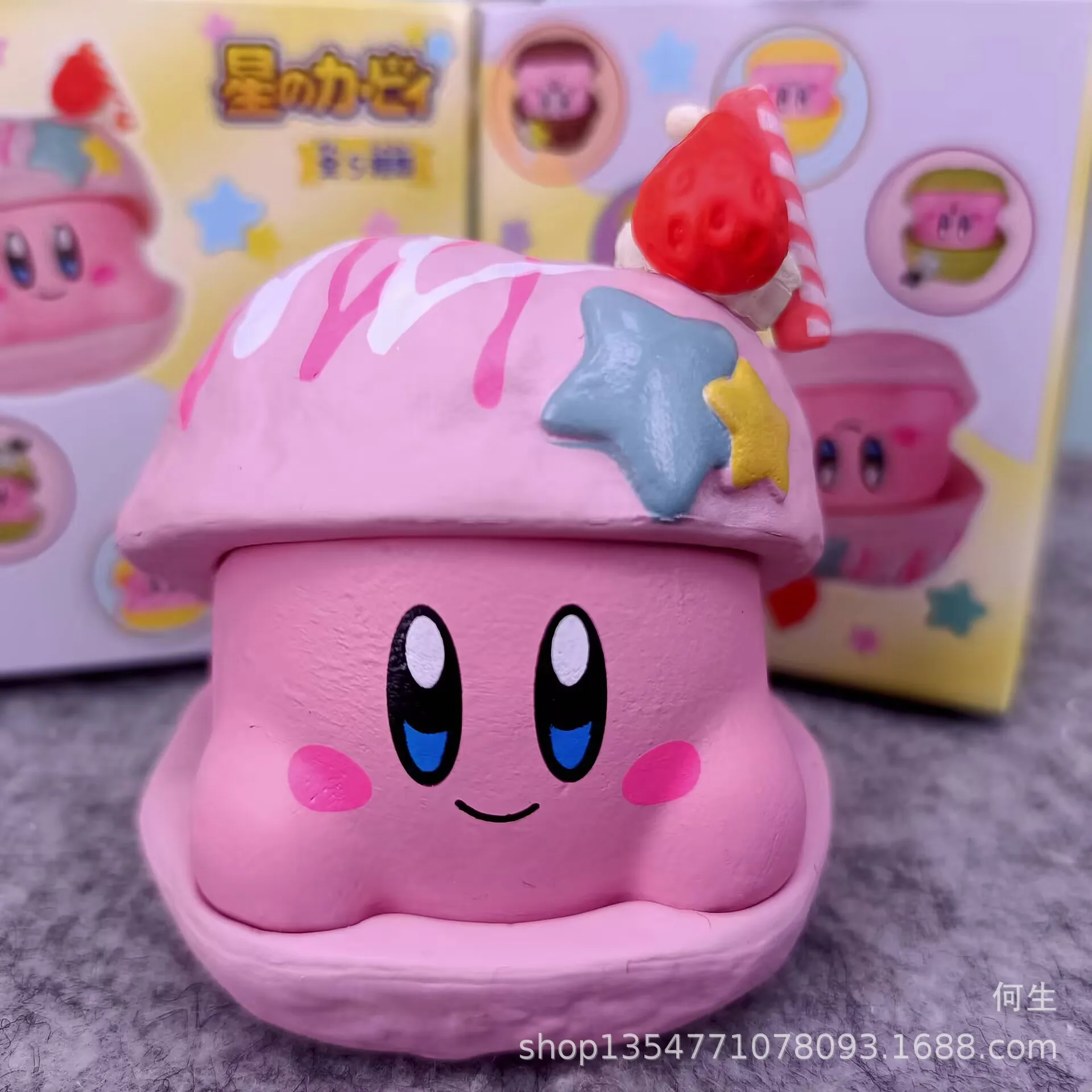 5 stks/set Anime Kirby q-versie kawaii Action Figure PVC Model Speelgoed Sleutelhanger Bureau Decor Taart ornament Collectible Gift boxed