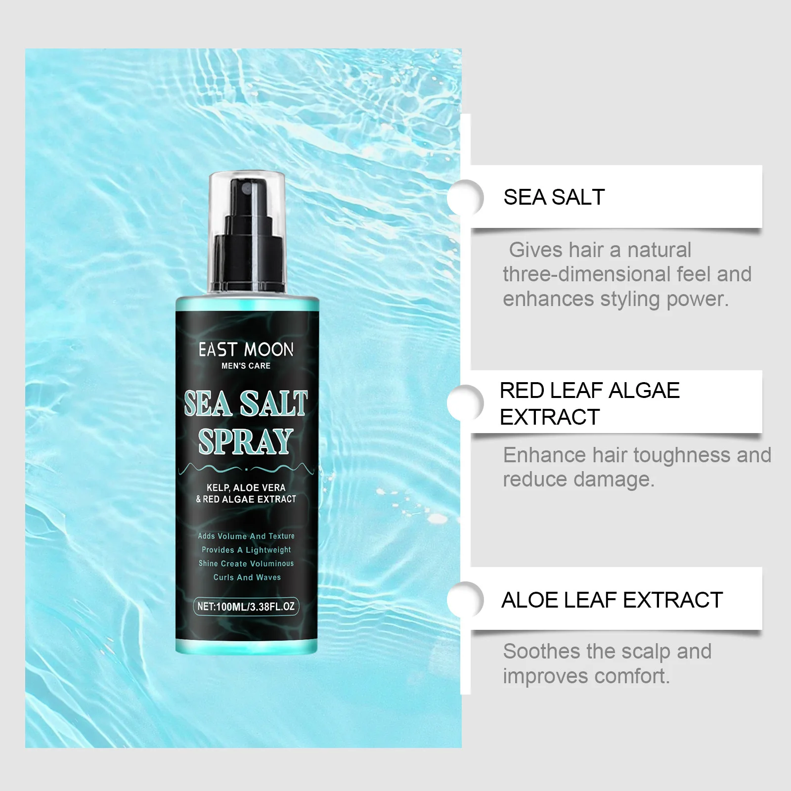 Men's Sea Salt Styling Spray Fluffy Hair Oil Removal Refreshing Long-lasting Styling Without Collapse Hair Spray for Styling