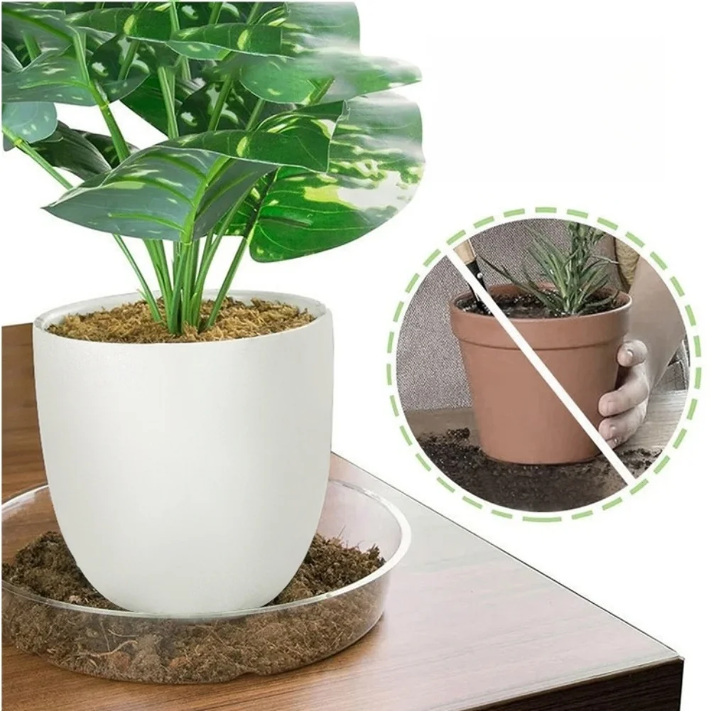 Clear Drip Trays Plant Pot Saucers For Indoor Gardening Anti-slip Base Leak-proof Base Sturdy Plastic Material