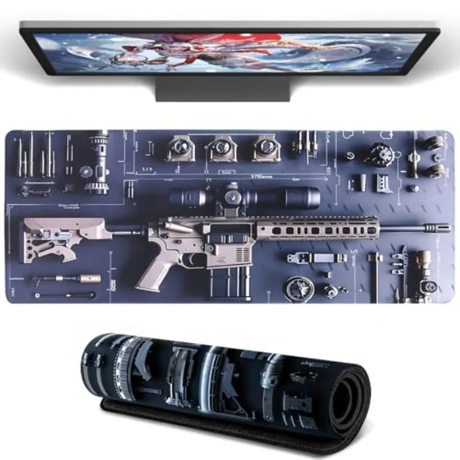 لوحة ماوس ألعاب كبيرة ذات طابع عسكري، حصيرة مكتب عرض تروس تكتيكية رائعة لملحقات الكمبيوتر ولوحة المفاتيح وديكور الطاولة