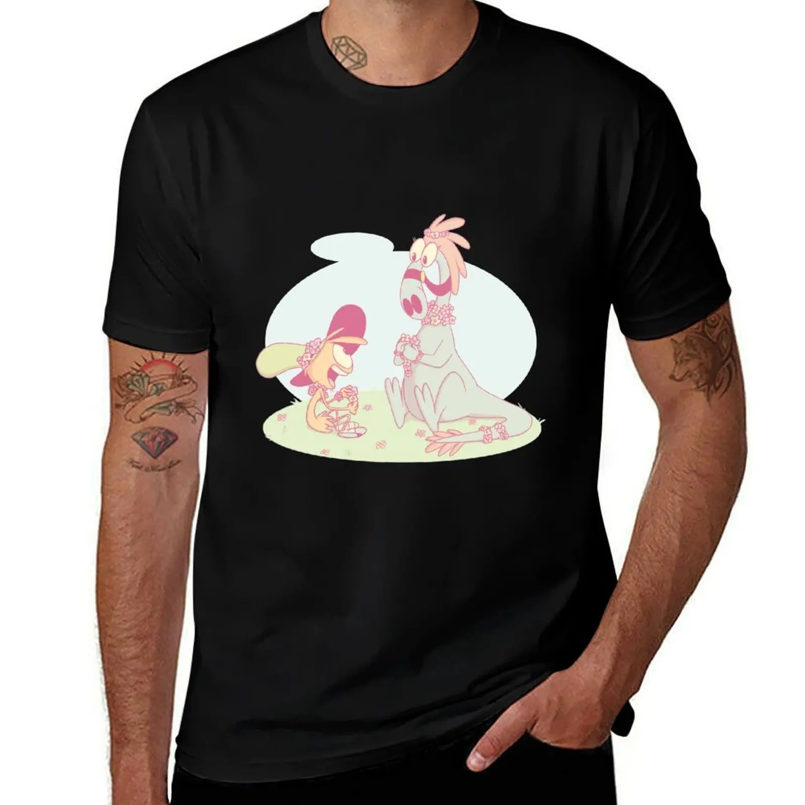 Flower Buddies T-Shirt Big Size Short Sleeve Tee for Men