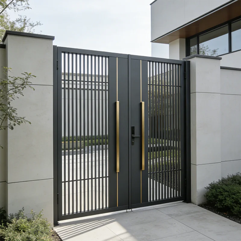 Aluminum Alloy Double Swing Gate for Villa and Apartment Entry with Automatic Opening