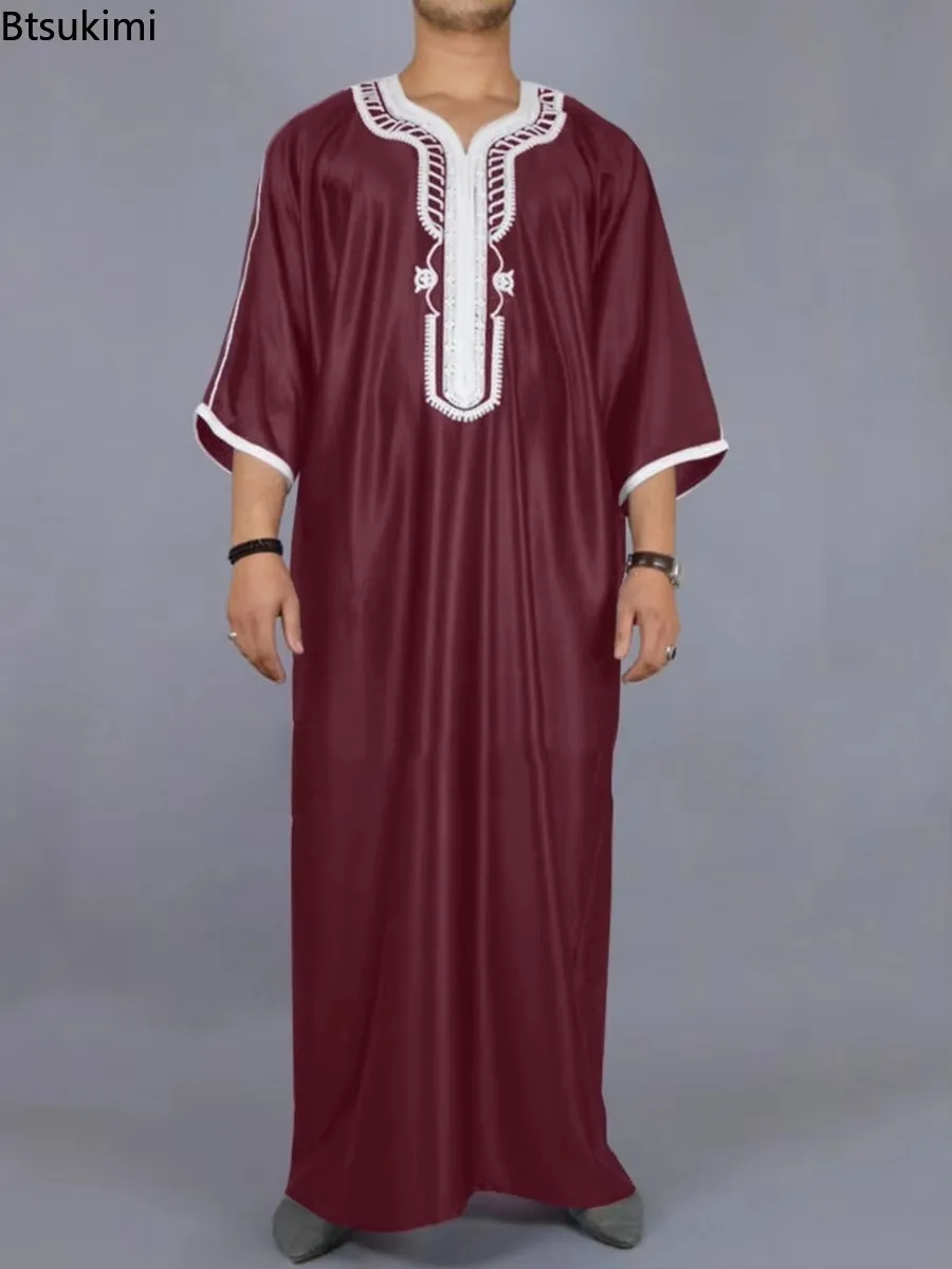 Abayas à la mode musulmane pour hommes, robe longue en patchwork brodé, caftan saoudien, thobe jubba masculin, islamique marocain, nouvelle