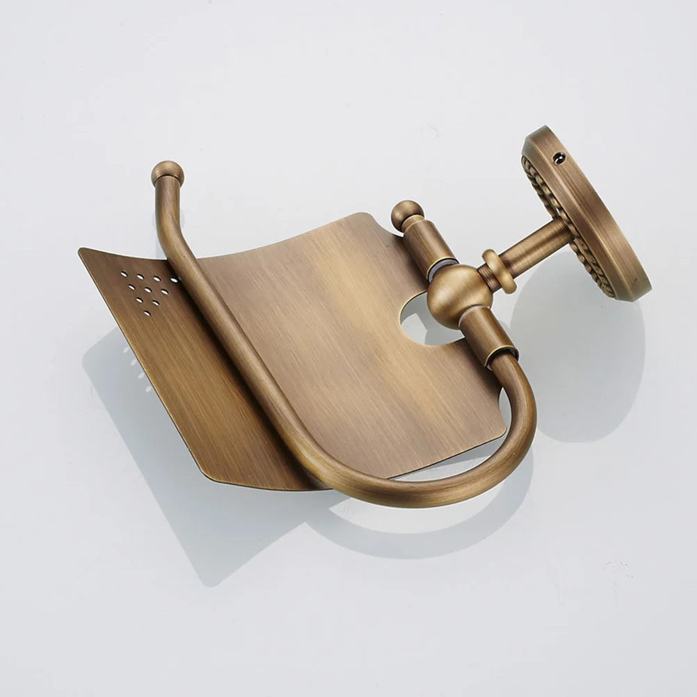 

1Pcs Bronze Toilet Paper Holder Alloy Storage Rack Bathroom Wall Mounted Tissue Paper Holder Toilet Roll Organizer