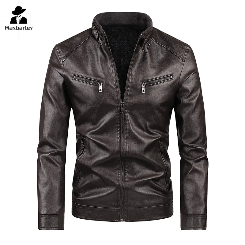 

2024 New Autumn Leather Jacket Men's Light Luxury Fashion Slim Fit PU Leather Coat Vintage Windproof motorcyclist Jacket Man