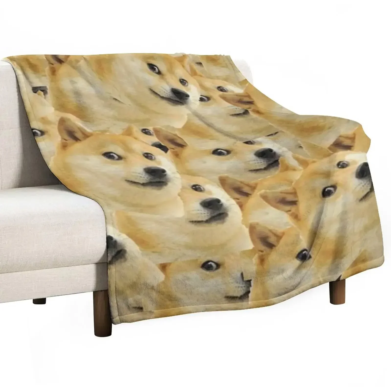 Doge WOW Pattern Shiba Inu Doggo dog meme montage Throw Blanket Sofa Quilt Kid'S warm for winter Blankets