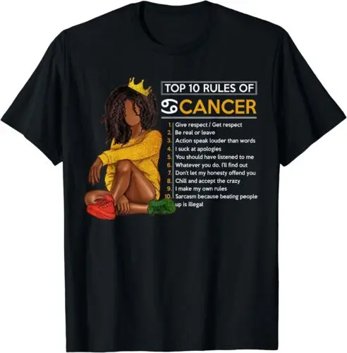  Funny Top 10 Rules Of Cancer Horoscope Birthday T-Shirt Size S-3XL