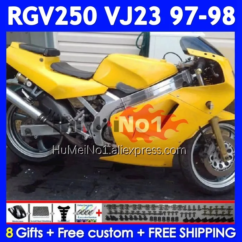 Bodys Kit For SUZUKI RGVT250 SAPC RGV 250 VJ23 Hot yellow 97-98 110No.104 RGV-250 VJ 23 RGVT-250 RGV250 97 98 1997 1998 Fairing