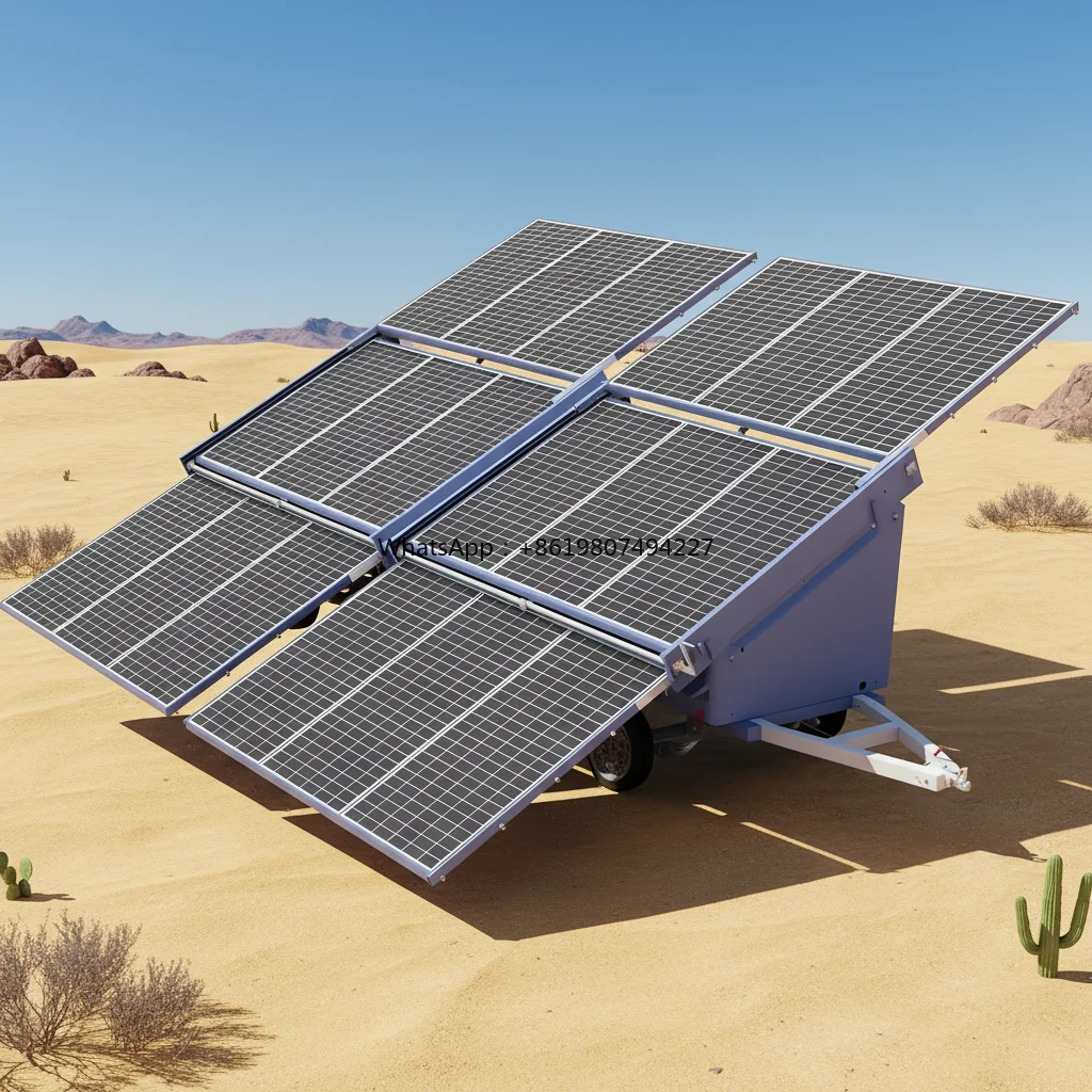 60kWh MPPT Lithium Ion Mobile Solar Generator Station Trailer for Outdoor Mining Operations