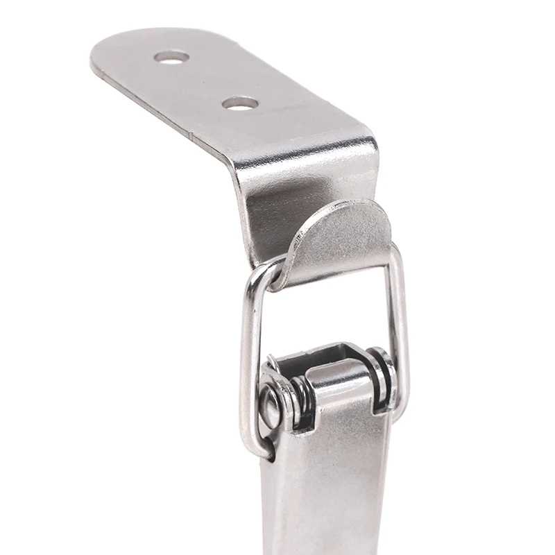 Stainless Steel Spring Loaded Draw Toggle Latch Clamp Clip Silver Vintage Hasp 90 Degrees Duck-mouth Buckle Hook Lock