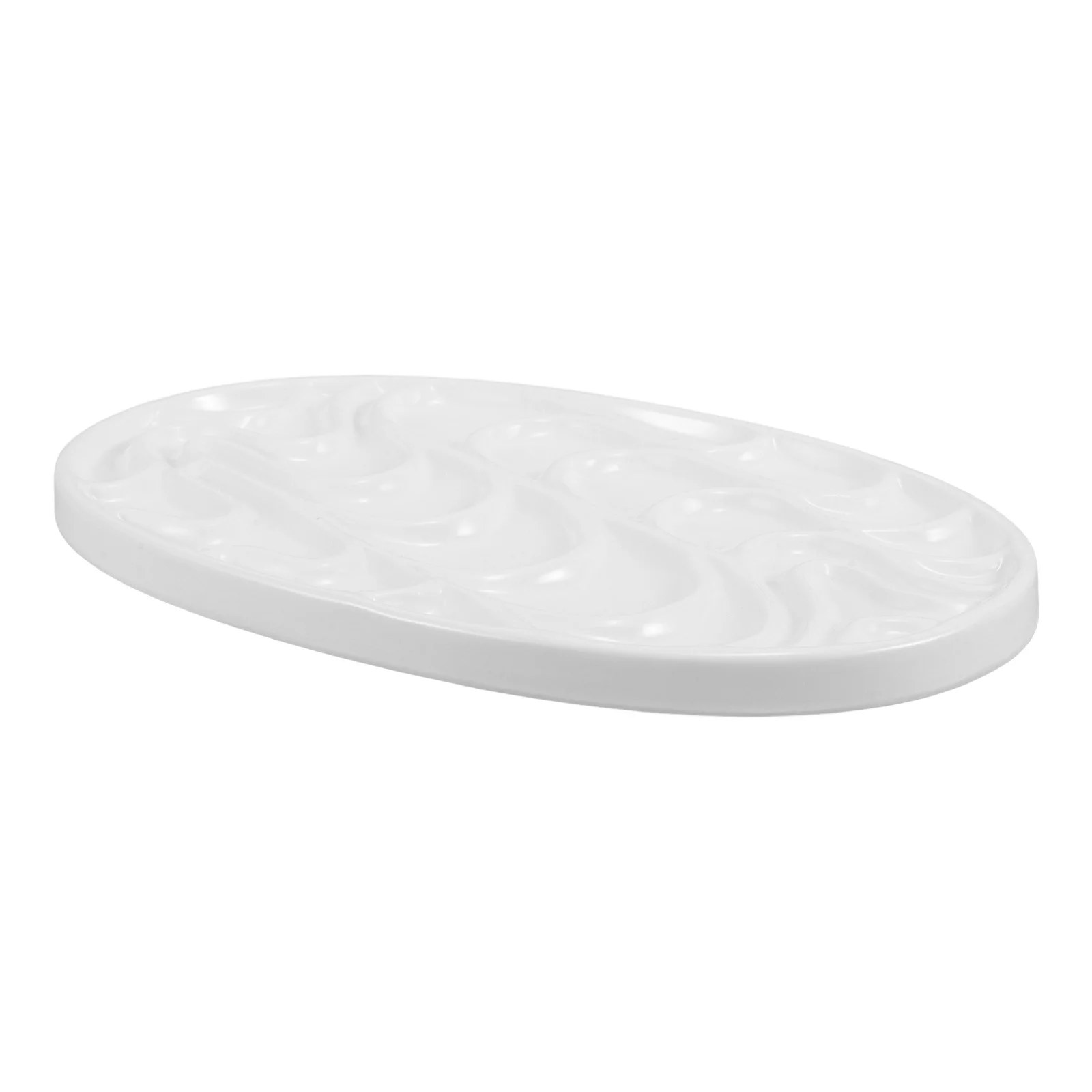 

Empty Ceramic Watercolor Palette Portable Wave Pattern Paint Tray for Artists Mixing Colors Painting Palette Professional