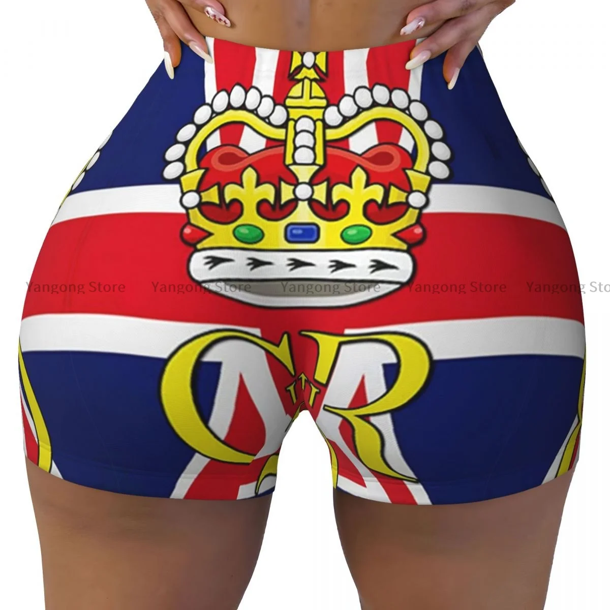 

Push Up Short Elasticity Scrunch Butt King Charles III Garden Flag Running Shorts Sports Shorts Womens Clothes Gym