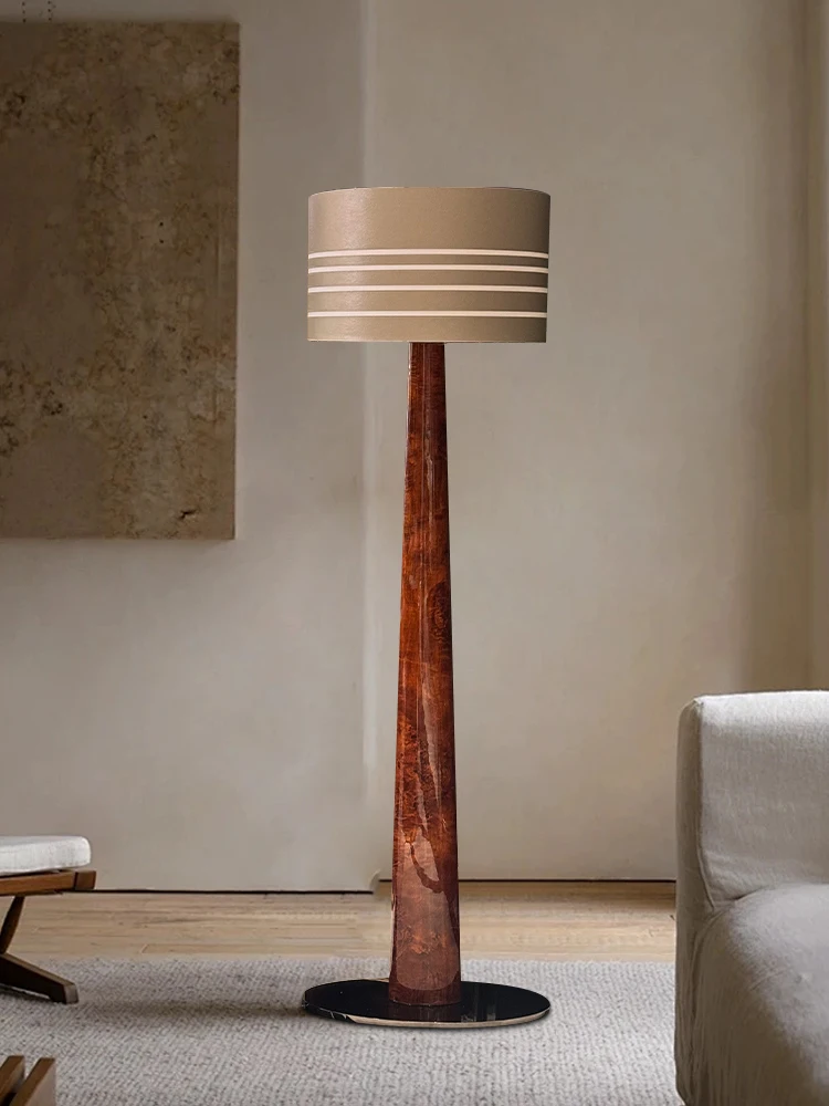 

Tall Solid Wood Leather Lampshade Floor Lamp Luxury Standing Light Decor Office Store Living Room Italian Standard Lamp