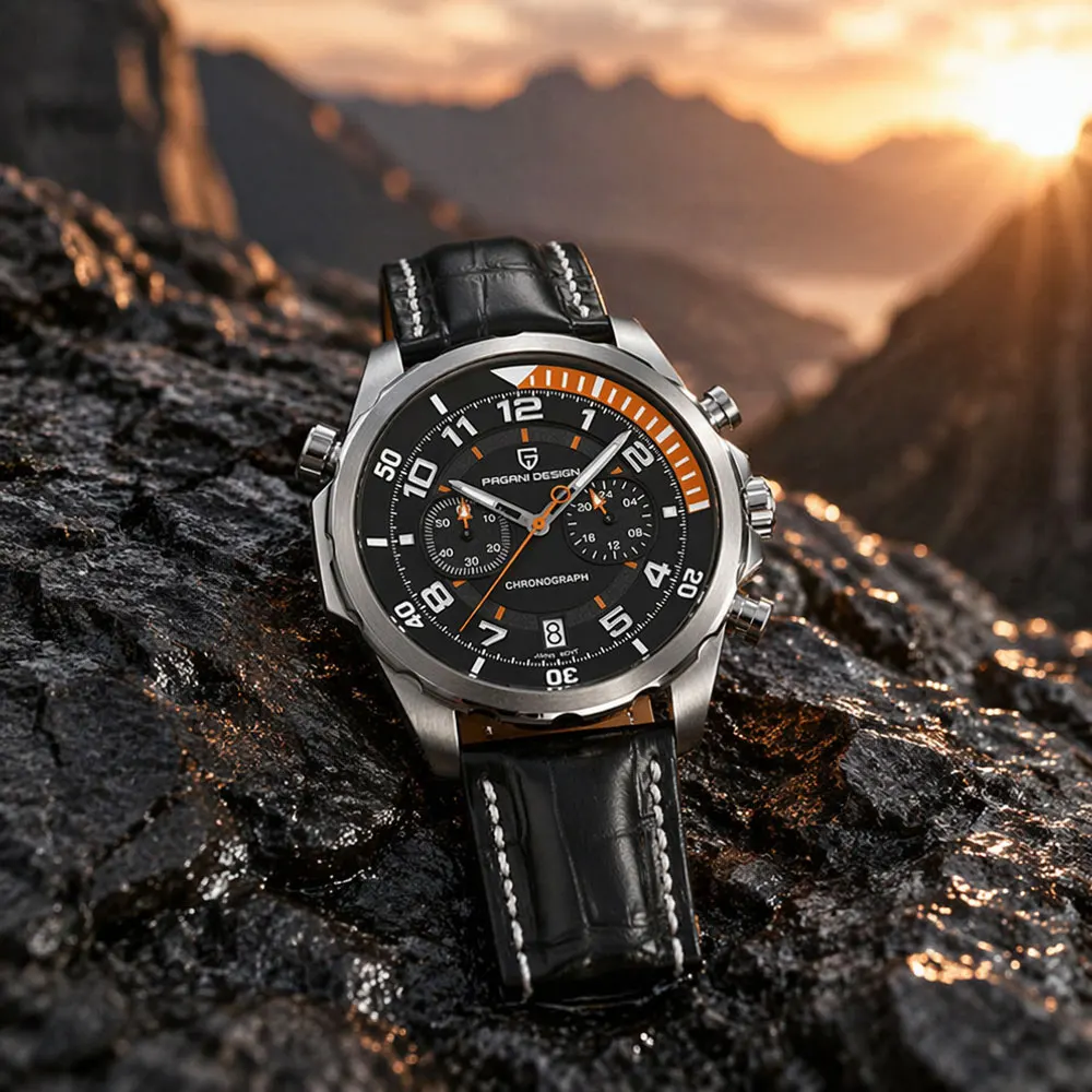 PAGANI DESIGN Classic Leather Men Watch Japan VK64 Movement Quartz Wristwatch Top Brand Sports Waterproof Watches for Men's Gift view 4