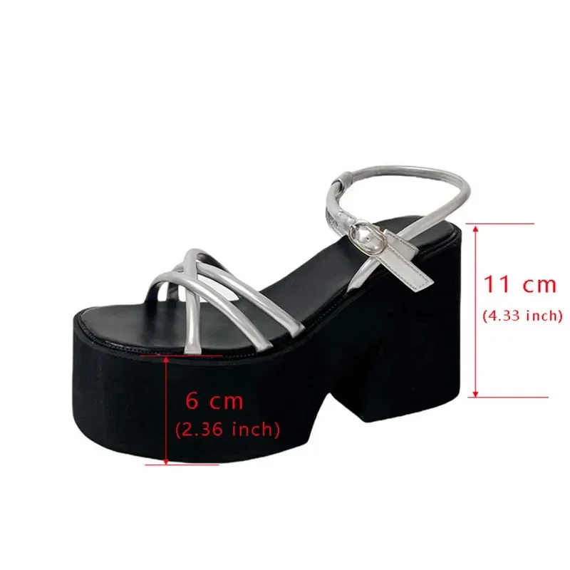 الفاخرة المفتوحة تو كعب سميك صنادل أرضية المرأة الصيف مثير الكاحل Strappy تصميم إسفين صندل مكتنزة للنساء سوبر الكعوب