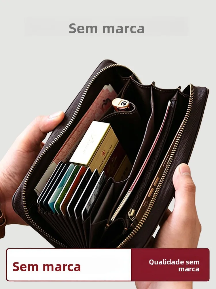 long-genuine-leather-wallet-integrated-design-unisex-zipper-card-holder-money-clip-korean-style-pure-color-youth-fashion
