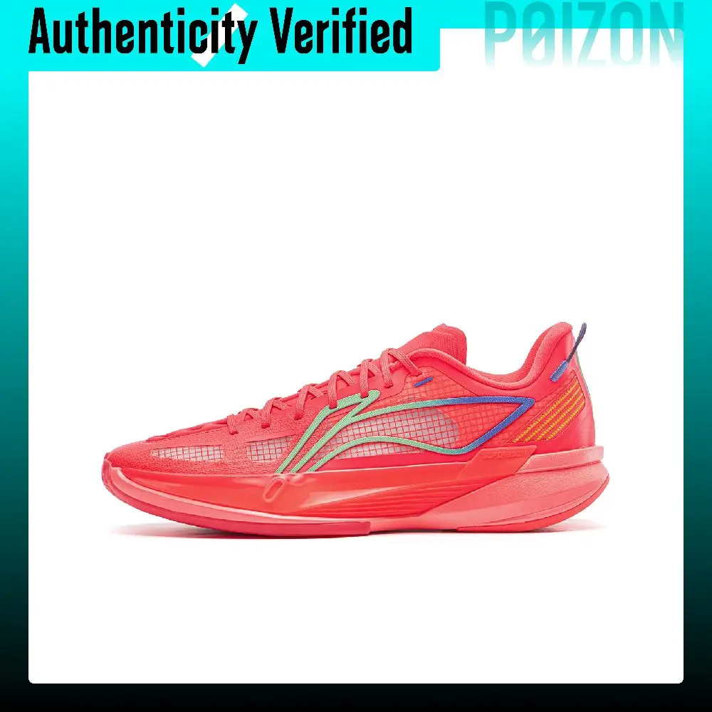 Li Ning Low top Basketball Shoes Men's Fluorescent Crystal Red ABAW005-4