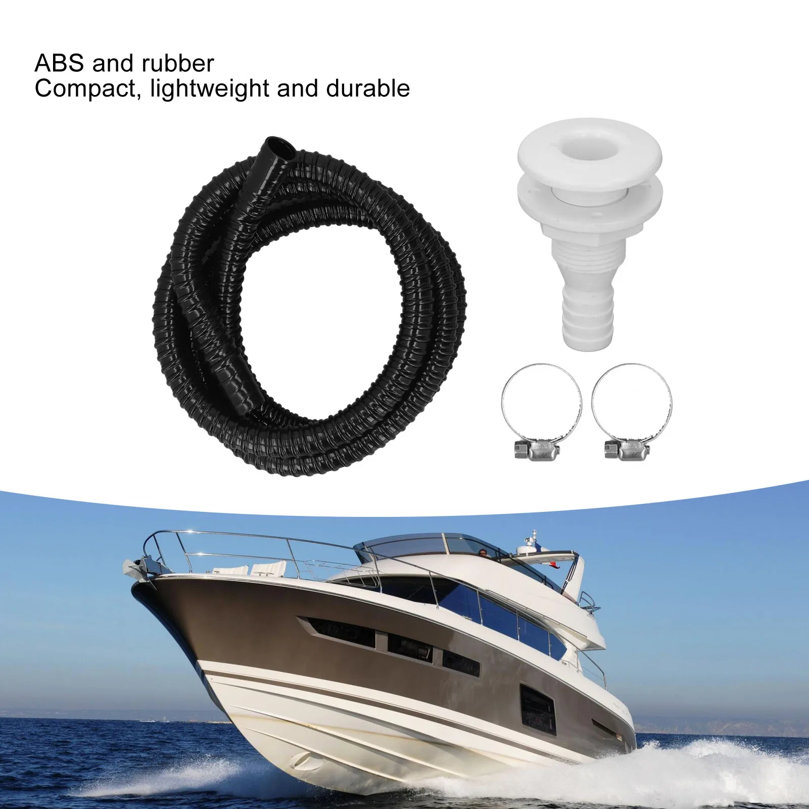 طقم تركيب مضخة نزح القارب 3/4 بوصة خرطوم 6.7 قدم مضاد للتسرب لمضخات الآسن مع مخرج 3/4 بوصة أسود #3