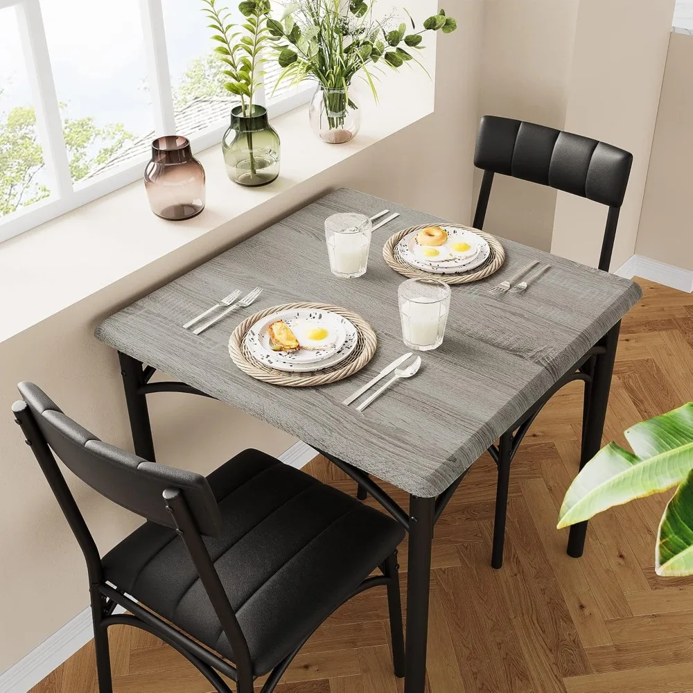 GAOMON Dining Table Set for 2, Kitchen Table and Chairs for 2 with Upholstered Chairs Space Saving Furniture