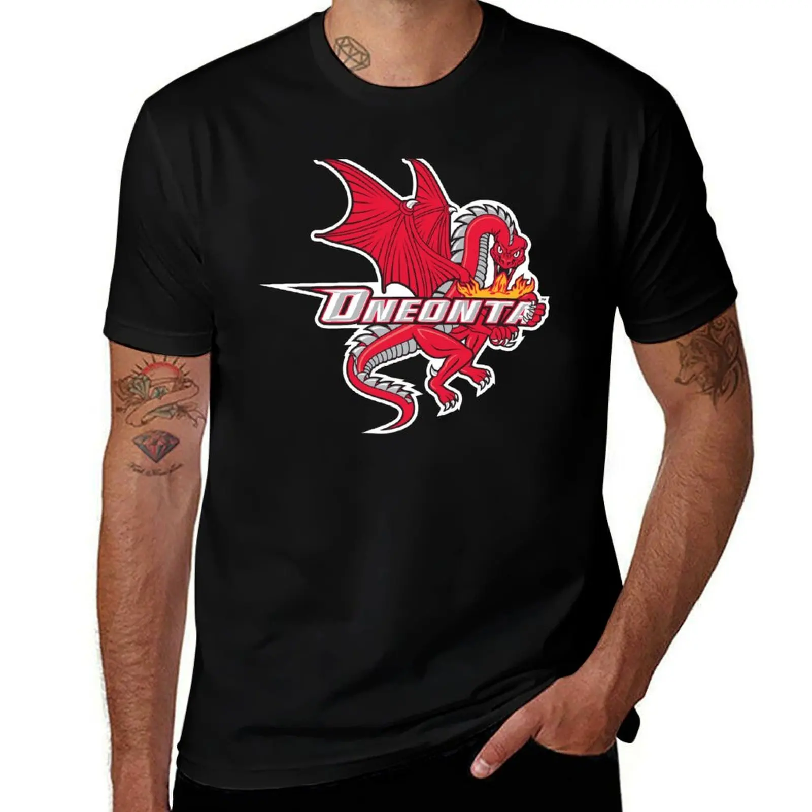 SUNY Oneonta red dragons T-Shirt Simple Line Art Print Tee T-Shirt