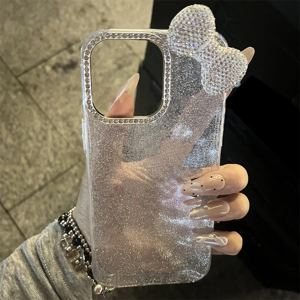 Funda de teléfono con purpurina 3D para iPhone, carcasa trasera a prueba de golpes para iPhone 15, 13, 14, 12, 16 Pro Max, 11