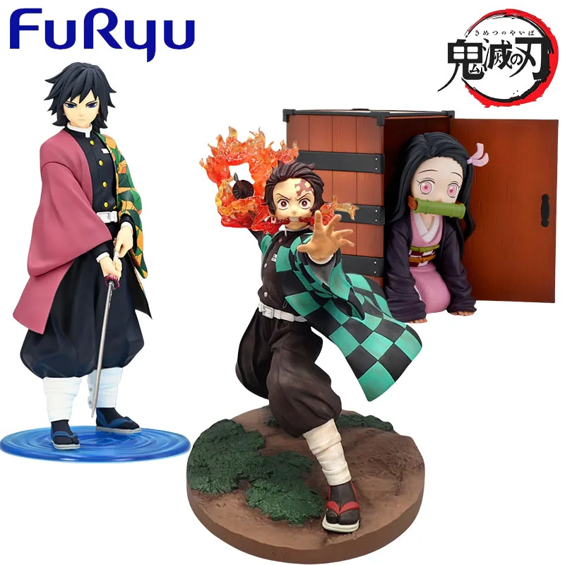 FURYU Asli Trio-Try-iT Exc∞d Kreatif Demon Slayer Karakter Anime Kamado Nezuko untuk Anak-anak Koleksi Hadiah Model Mainan Aksi