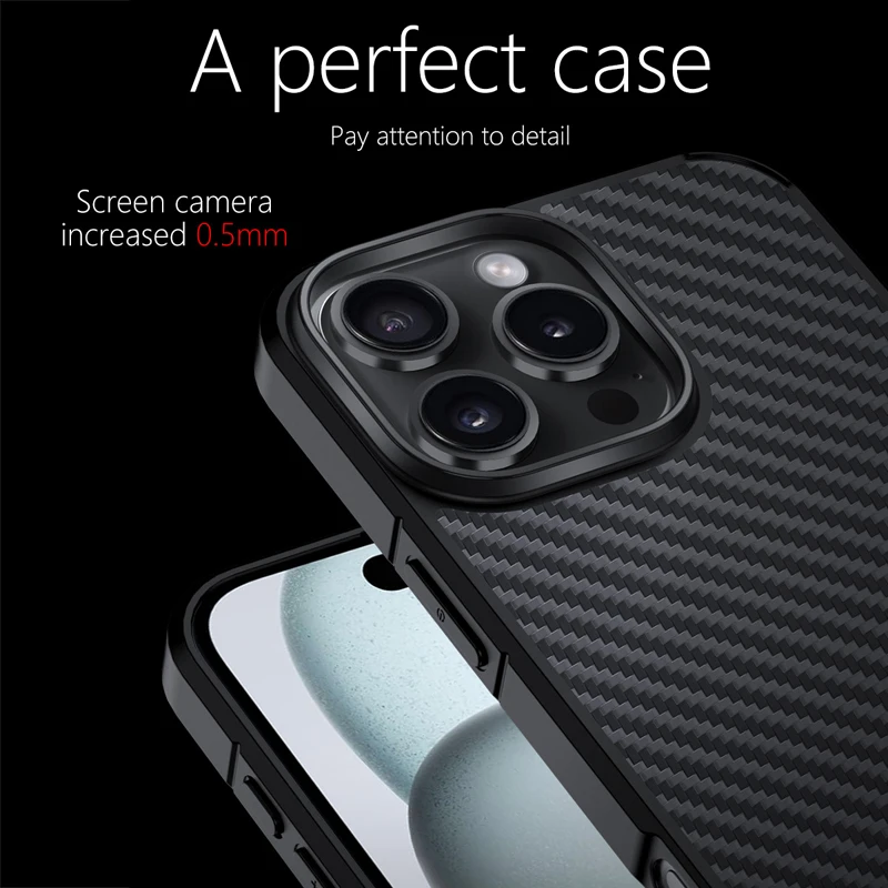 For iPhone 16 Pro Max ,16 Pro 16 Plus Case Magnetic Real Kevlar +TPU Slim Anti-Slip Genuine Aramid Fiber Cover for iPhone16