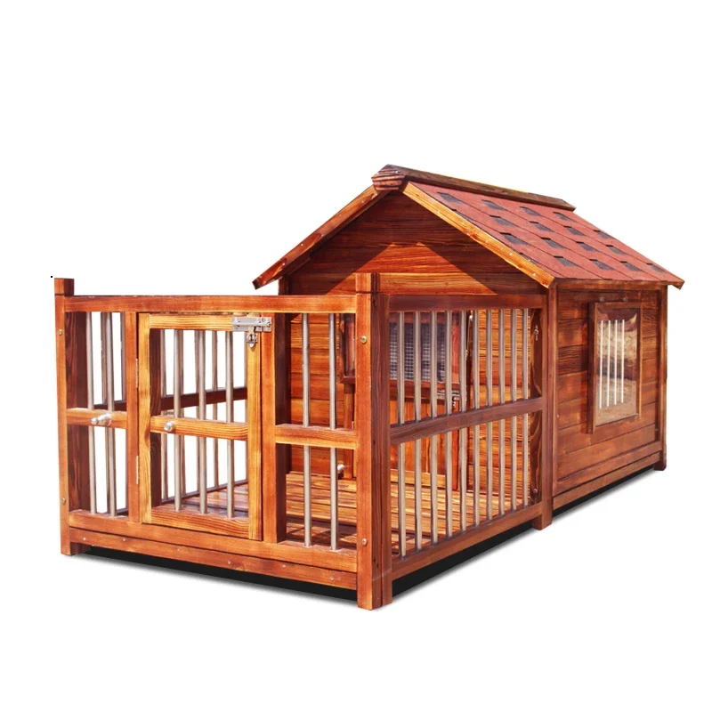 

Outdoor waterproof solid wood dog house Medium and large dog kennel Rainproof summer kennel for all seasons