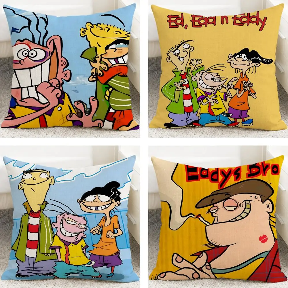 TV Series Ed Edd N Eddy Cushion Cover Cushion Covers Natural Linen Breathable Sofa Bedroom Decor Pillowcase