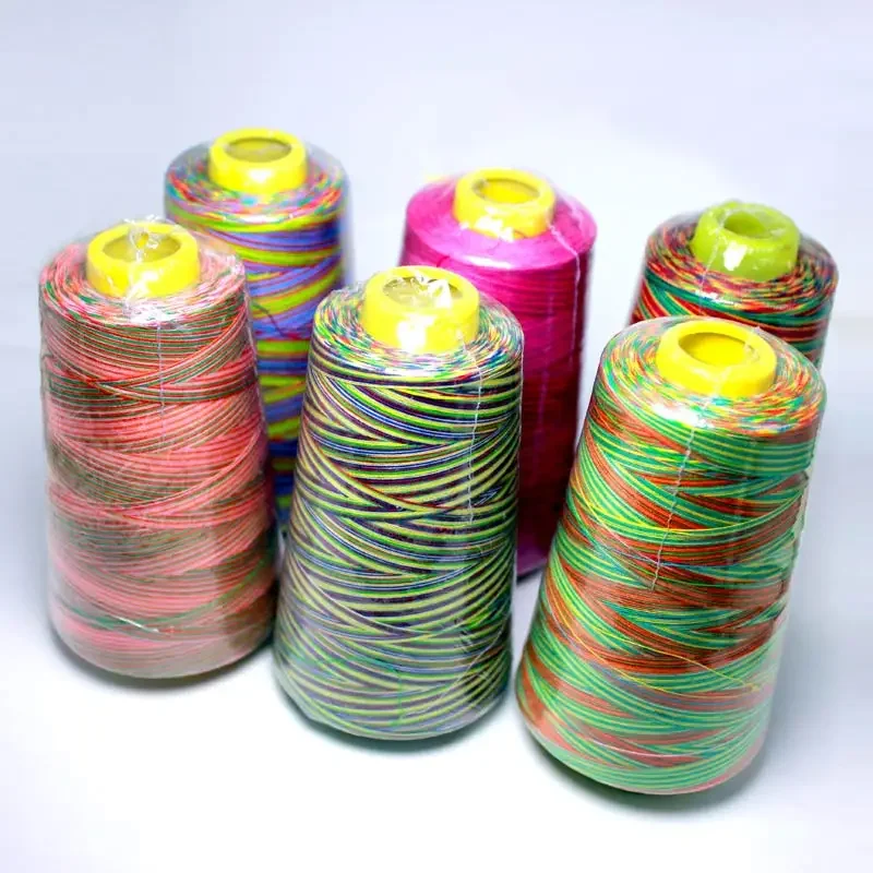 3000 yards Colorful rainbow line  40s/2  high speed  polyester sewing thread type manual thread  Clothing accessories