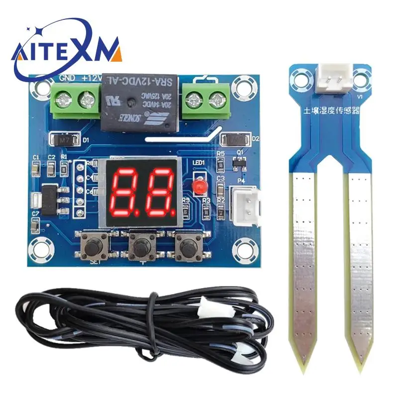 XH-M214 12V Soil Humidity Sensor Controller Irrigation System Automatic Watering Module Digital Display Humidity Controller