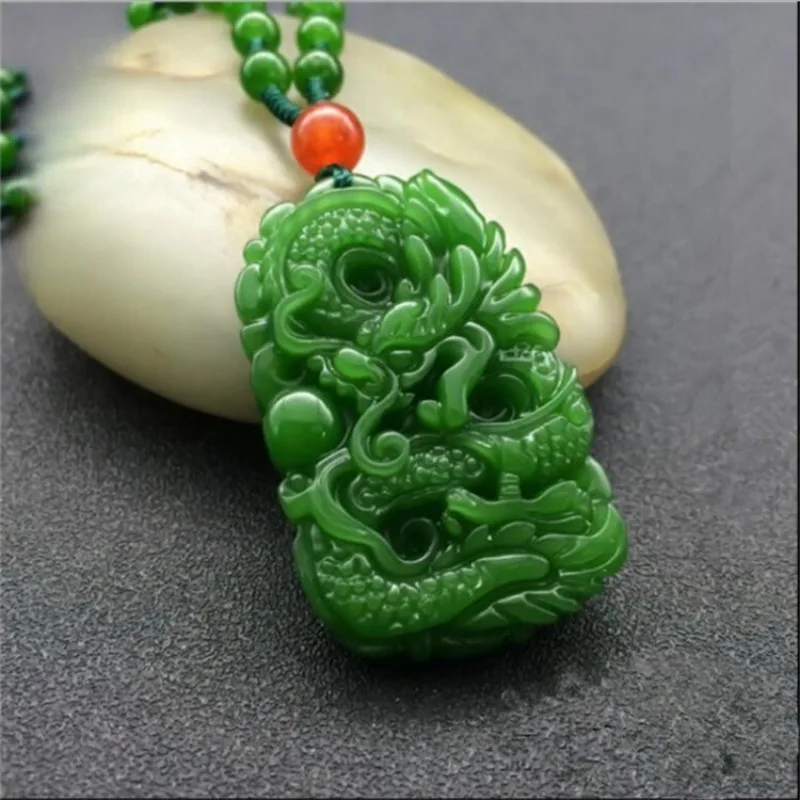 

Имитация нефрита Хэтянь: подвеска в виде зеленого дракона из яшмы для мужчин и женщин