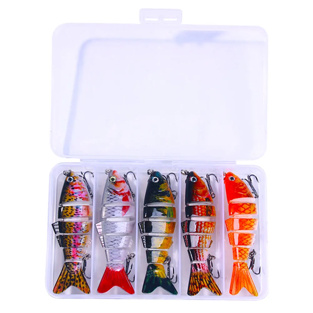 

5pcs/box Bass Wobbler Artificial Lifelike Swim Bait Multi Jointed Segmented Swimbait Fishing Hard Lures