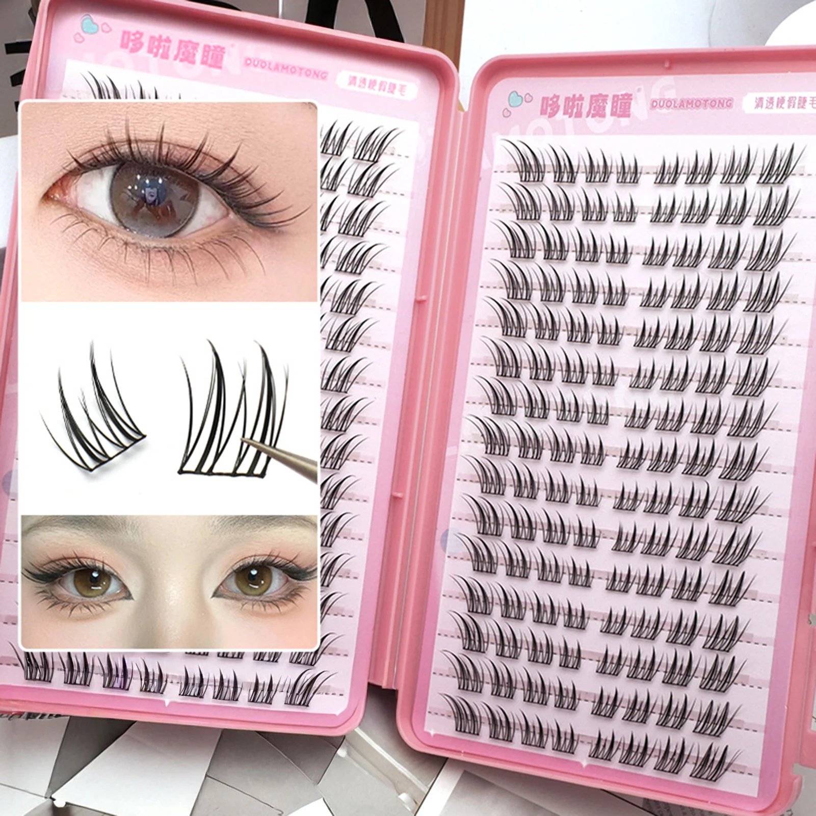 Natural False Eyelashes Girls Natural Wispy Look C Curl Synthetic Fiber Lashes for Women Daily Wear Large Capacity Beauty Kit
