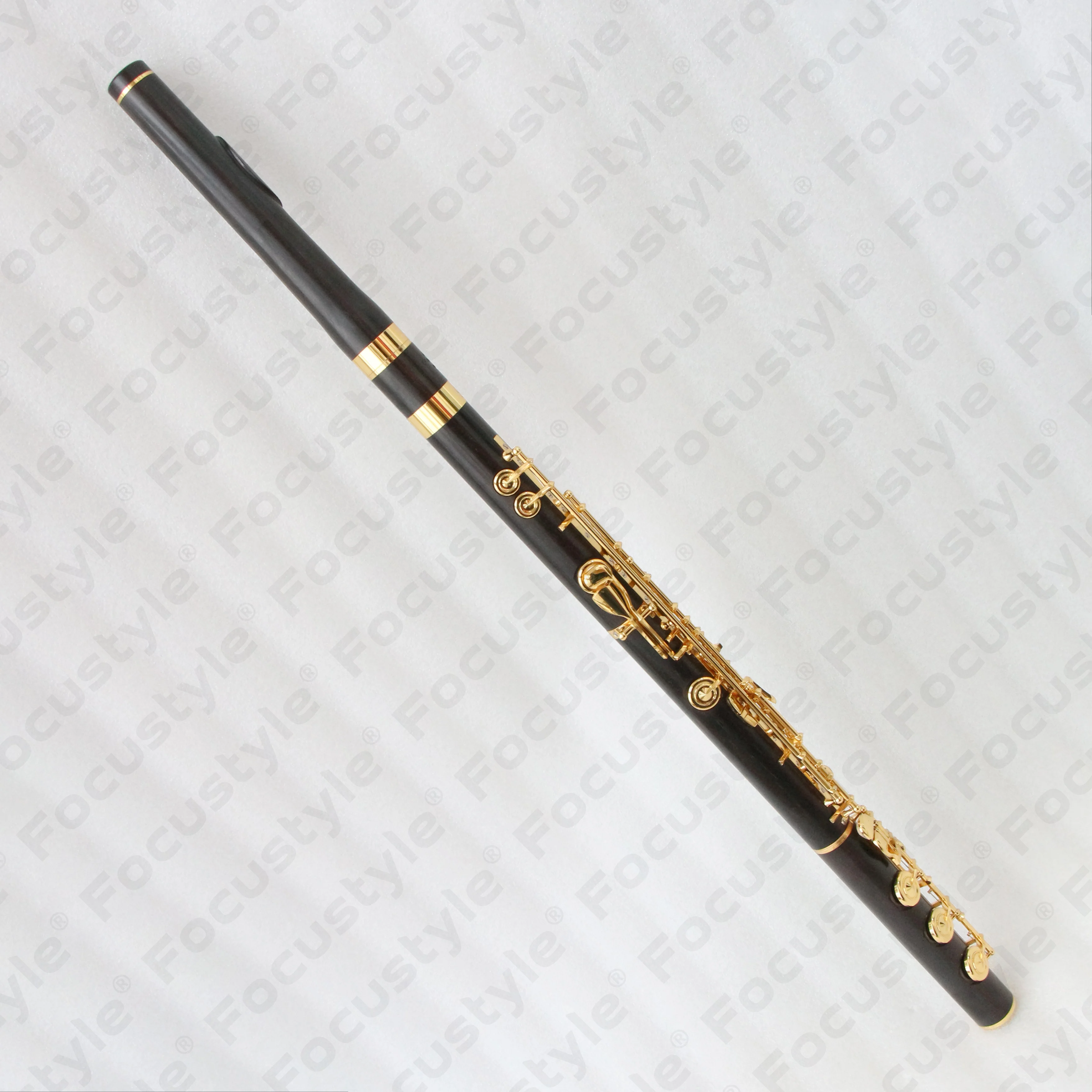 High Quality Ebony Transverse Flute Gold Plated Open Hole Design Wooden Flute