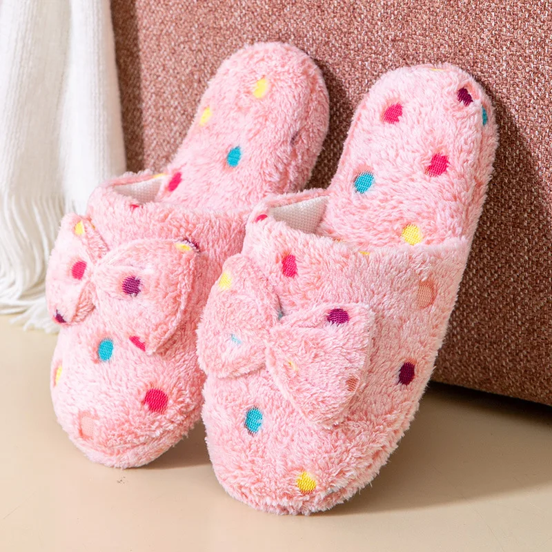 Bow Fluffy Women's Slippers Home Winter Luxury Designer Plush Woman Shoes Indoor Elegant Fuzzy Fur Slides Soft Sole Warm Fashion