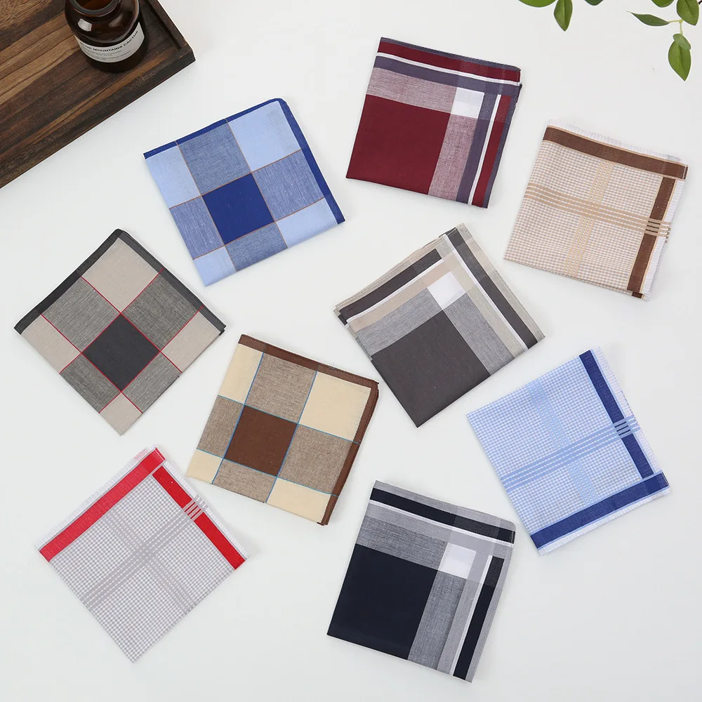 Small Size Men 100% Cotton Handkerchiefs, Thin Retro Soft Sweat Absorbent Pocket Hankies for Daily Wiping Sweat