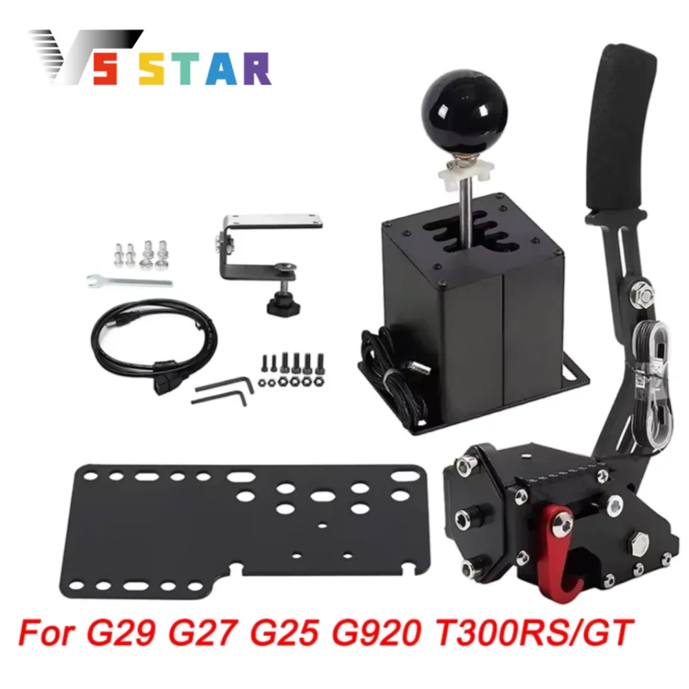 

Stainless + Aluminum PC USB Simulator Shifter 64 Bit 6+R Handbrake For Thrustmaster T300 T500 Logitech G29 G27 Racing Game GT