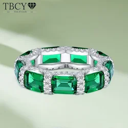 TBCYD Emerald High Carbon Diamond Eternity Rings For Women S925 Silver 5A Zircon Gemstone Wedding Band Finger Ring Fine Jewelry