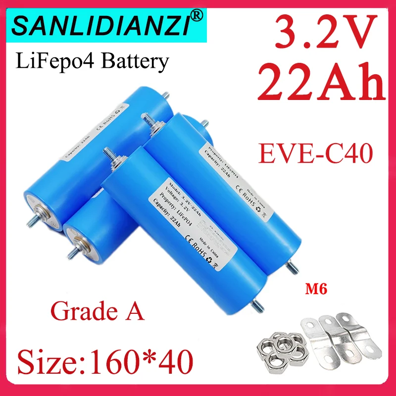 

Grade A LiFePO4 3.2V 20Ah 22Ah Battery 3C Discharge 22000mAh Large Capacity DIY 12V 24V Solar Storage RV Outdoor Power Supply