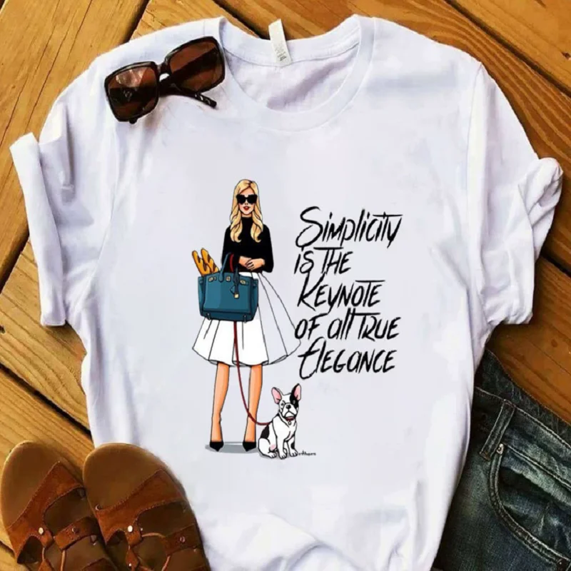 Women's Round-Neck Short-Sleeved Shirt Unique Print Pattern Casual T-Shirt Tower Fashion Girls Collection modal fabric Summer