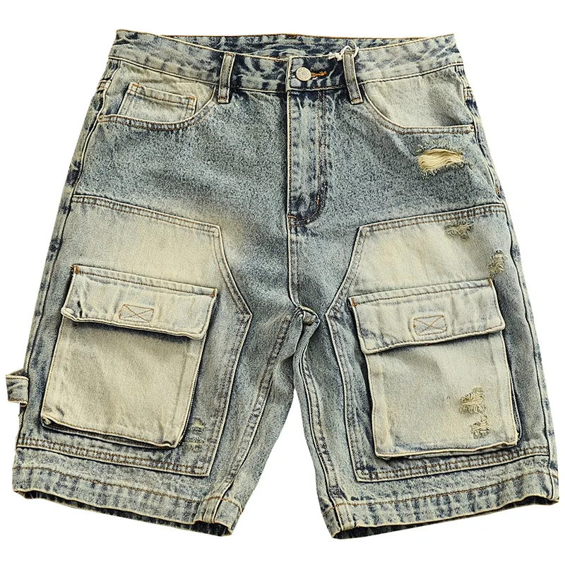 NOVEDAD DE VERANO 20225, pantalones vaqueros populares a la moda para hombre, moda de calle, pantalones holgados con múltiples bolsillos para ropa de trabajo