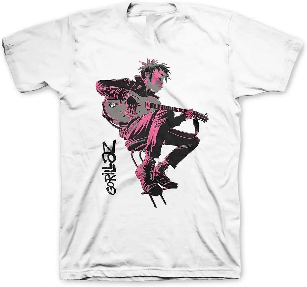 Rock Punk Band T Shirts Gorillaz Print Tops British Virtual Band Vintage Rock T Shirts Casual Loose Streetwear Fans Gift Unisex