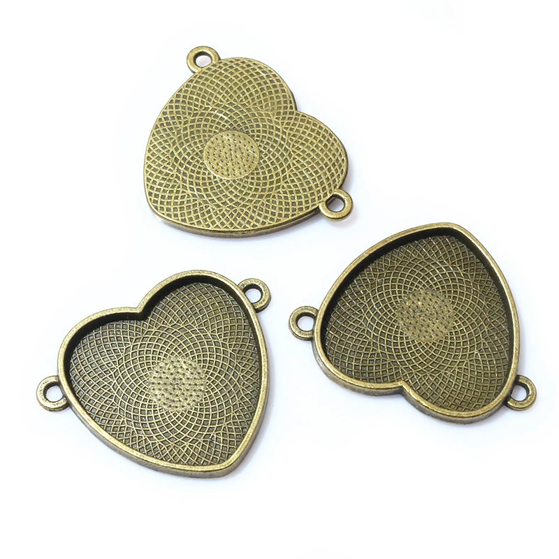 10pcs 25mm Inner Size Heart Cabochon Pendant Blank Base Setting Trays DIY Jewelry Making Accessories Findings