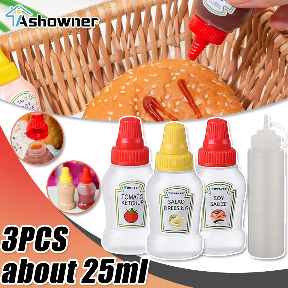 Mini Cà Chua Ketchup Bình Di Động Nước Sốt Salad Bóp Chai Nhỏ Bento Chai Mật Ong Bảo Quản Trong Hộp Đựng Cơm Trưa Phụ Kiện Nhà Bếp