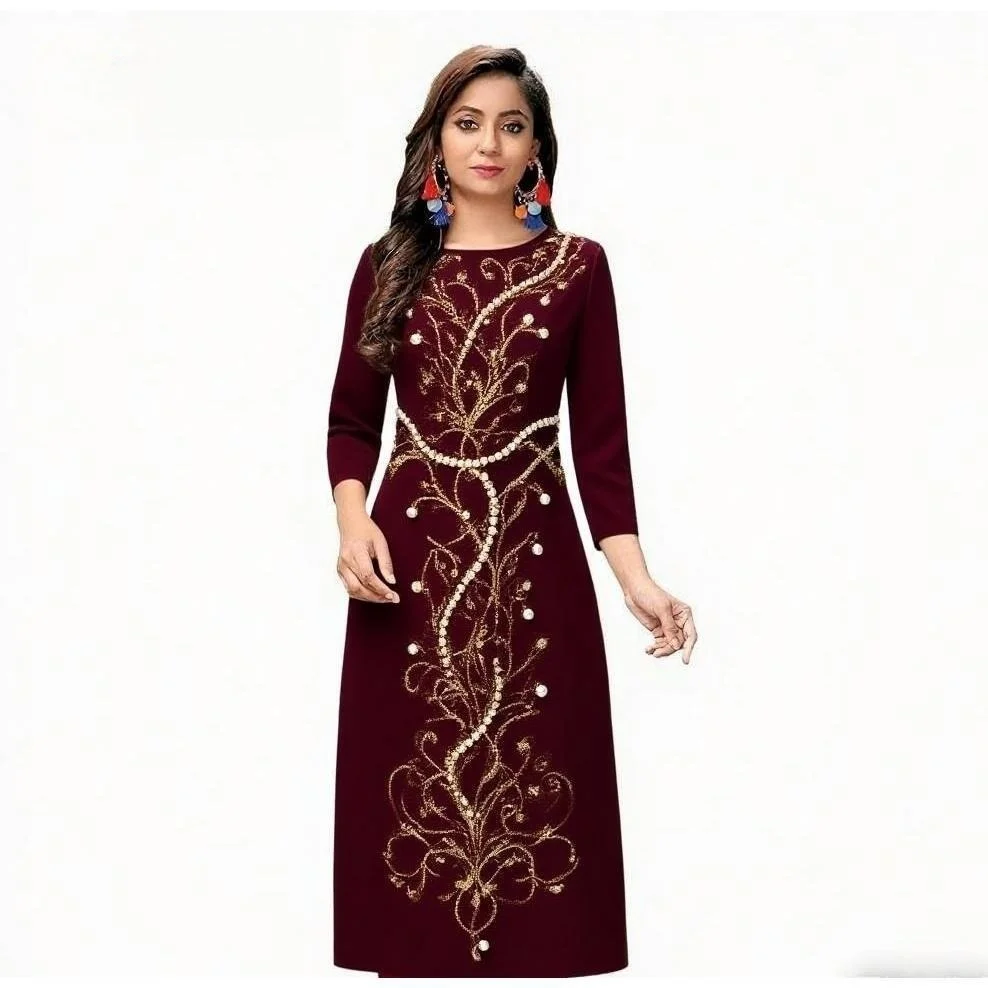 المرأة المسلمة كورتا فستان كاجوال الشرق الأوسط مستقيم عادية العرقية شق تنحنح اليوسفي النمط الوطني قفطان ماروكين فام #3