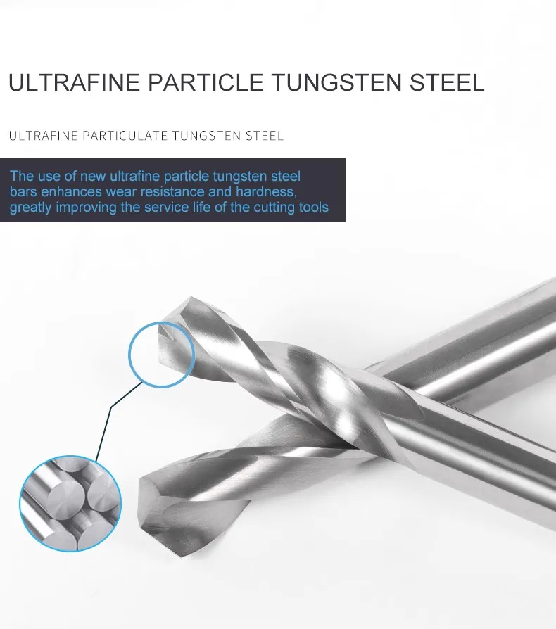 Shazam hrc45/55/70 2f Hartmetall bohrer aus Wolfram stahl 1,0-20,0mm Spiralbohrer Nano beschichtung für rostfreie Hart legierung werkzeuge – Detail 4