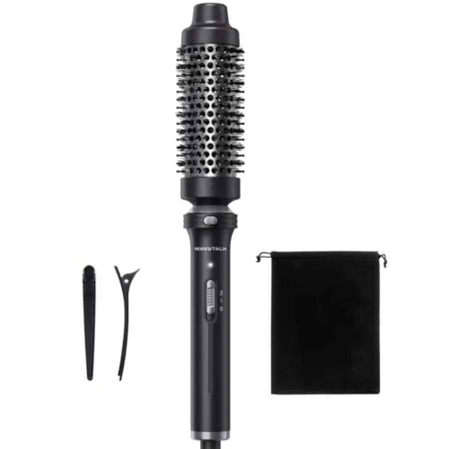 

Thermal Brush 1 1/2 inch Heated Round Brush with Detachable Head Velvet Pouch and Dual Voltage for Travel Easy to Create Blowou