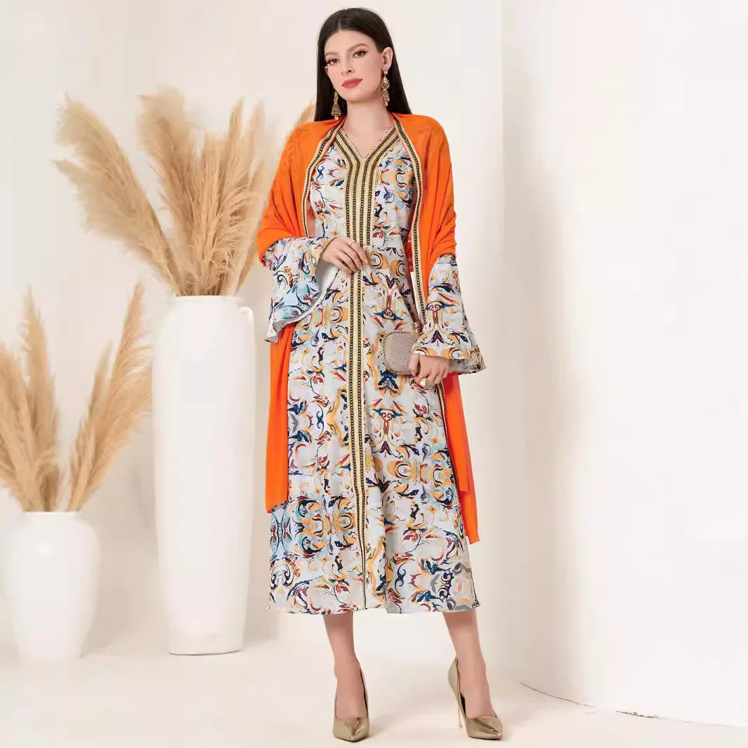 

Arabian Women's Dress Dubai Ethnic Style Long Robe Lace Women's Dress Long Dress Robe Abaya Ramadan Dubai Luxury Islam Elegant