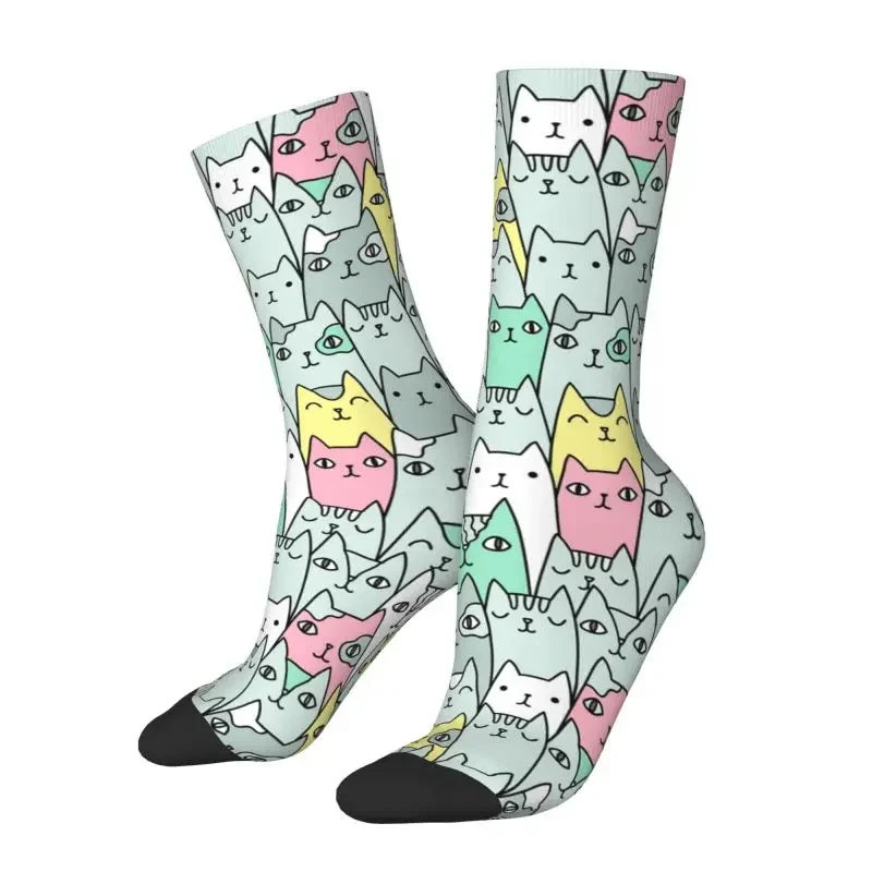 Fashion Cute Colorful Cats Socks Men Women Warm 3D Printing Adorable Kittens Sports Football Socks